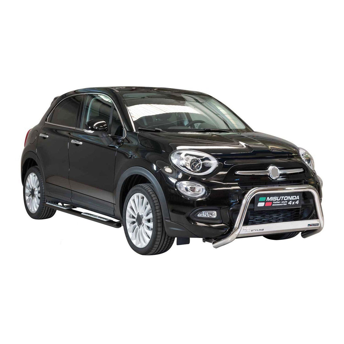 Edelstahl Seitenschweller Schwellerrohre für Fiat 500X Typ 334 2015-2024 Schwarz
