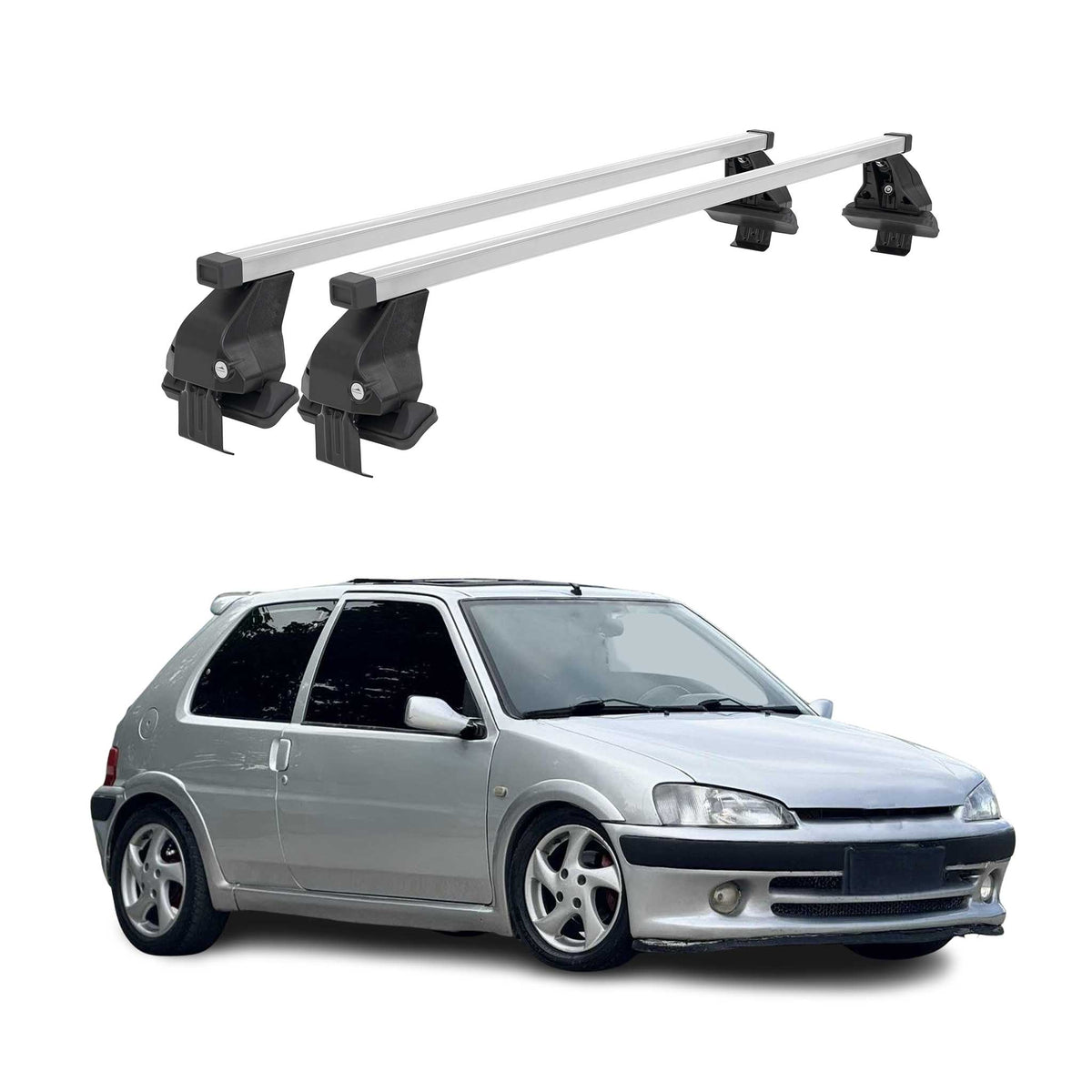Menabo Dachträger Grundtäger für Peugeot 106 1991-2003 5tür 50kg Stahl Silber 2x