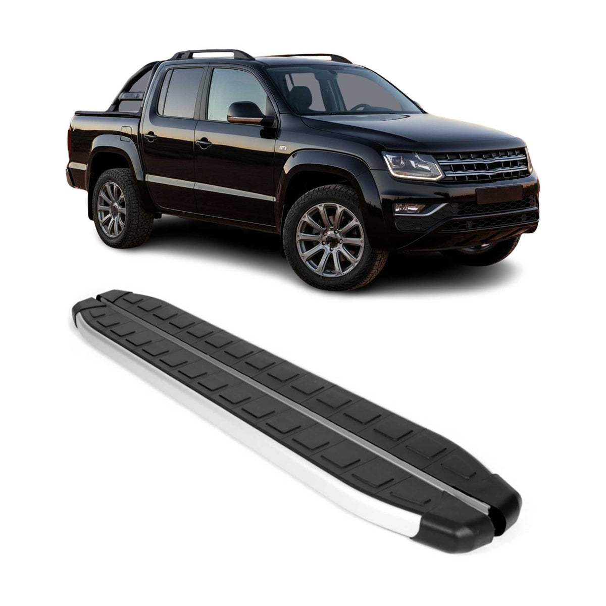 Trittbretter Seitenschweller für VW Amarok DoubleCab 2022-2024 Silber Schwarz