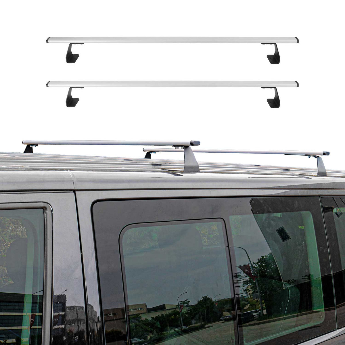 Dachträger für Ford Transit Custom / Tourneo Custom 2023-2026 75kg Stahl Grau 2x