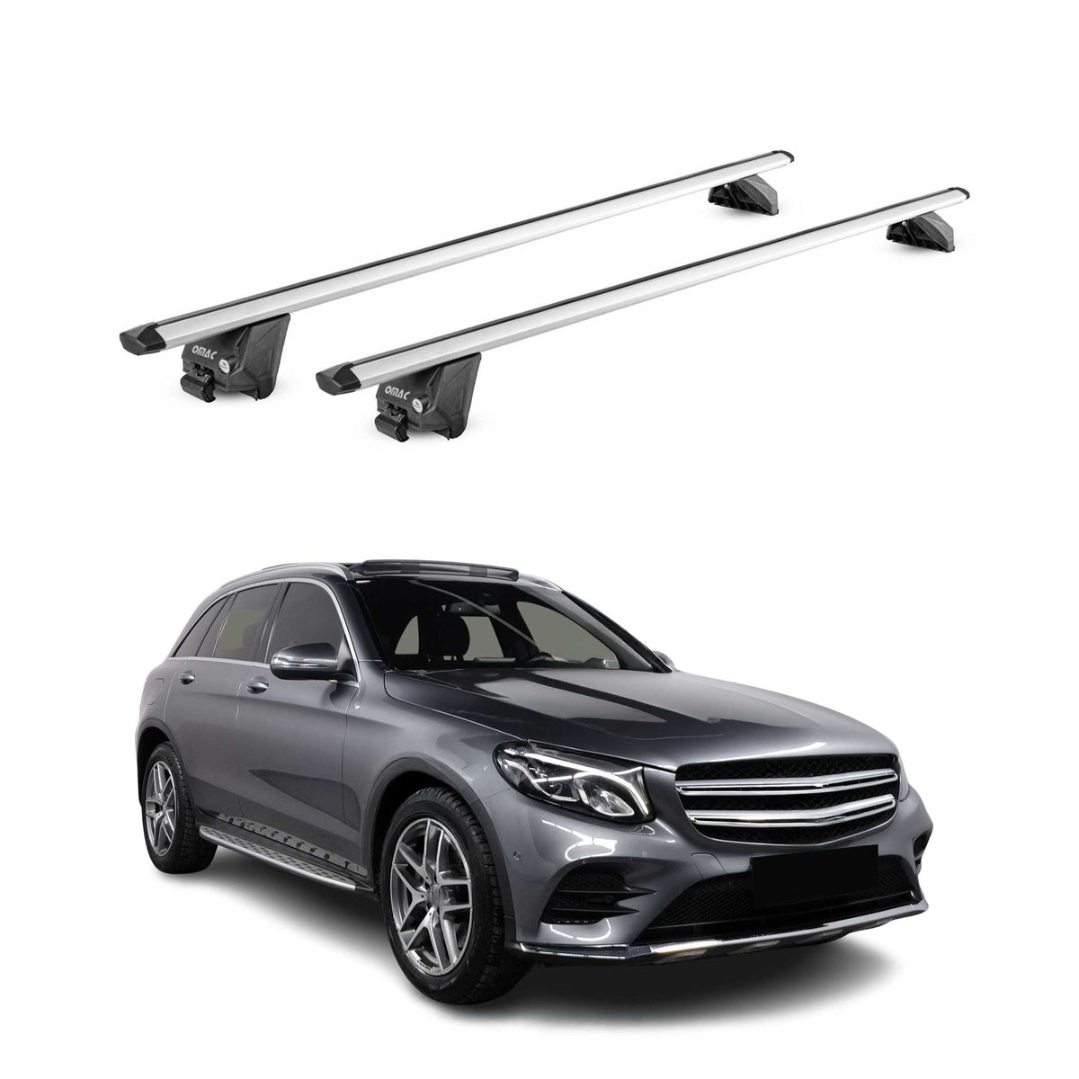 Dachträger Grundtäger für Mercedes GLC X253 2015-2022 100kg Alu Silber 2tlg ABE