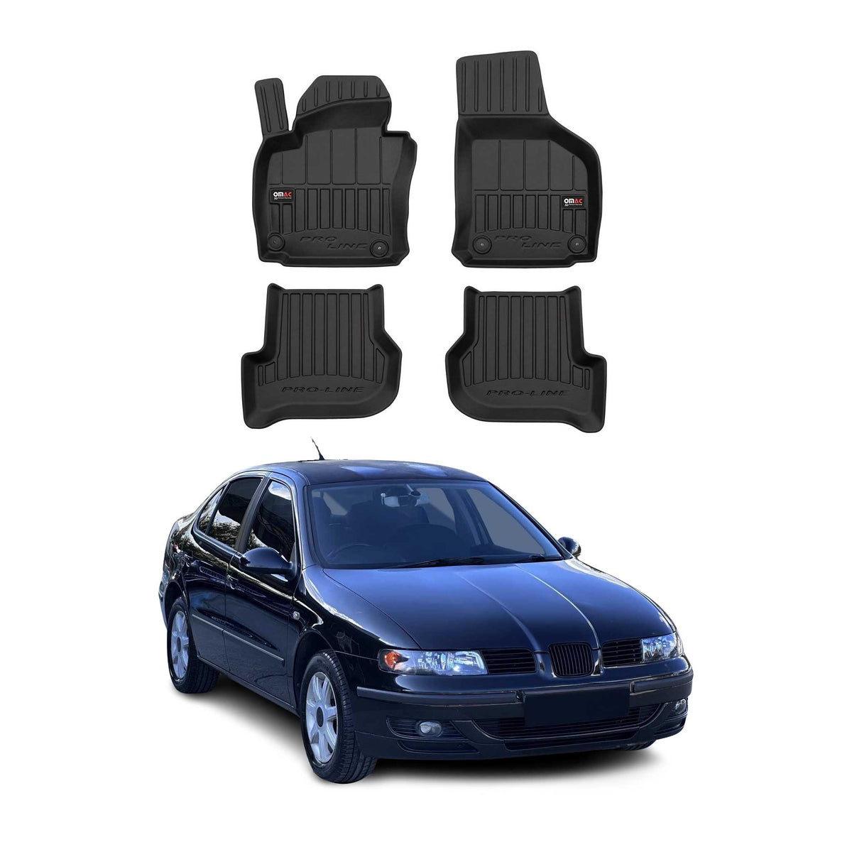 OMAC Gummi Fußmatten für Seat Toledo 2004-2009 Premium TPE Automatten Schwarz 4x