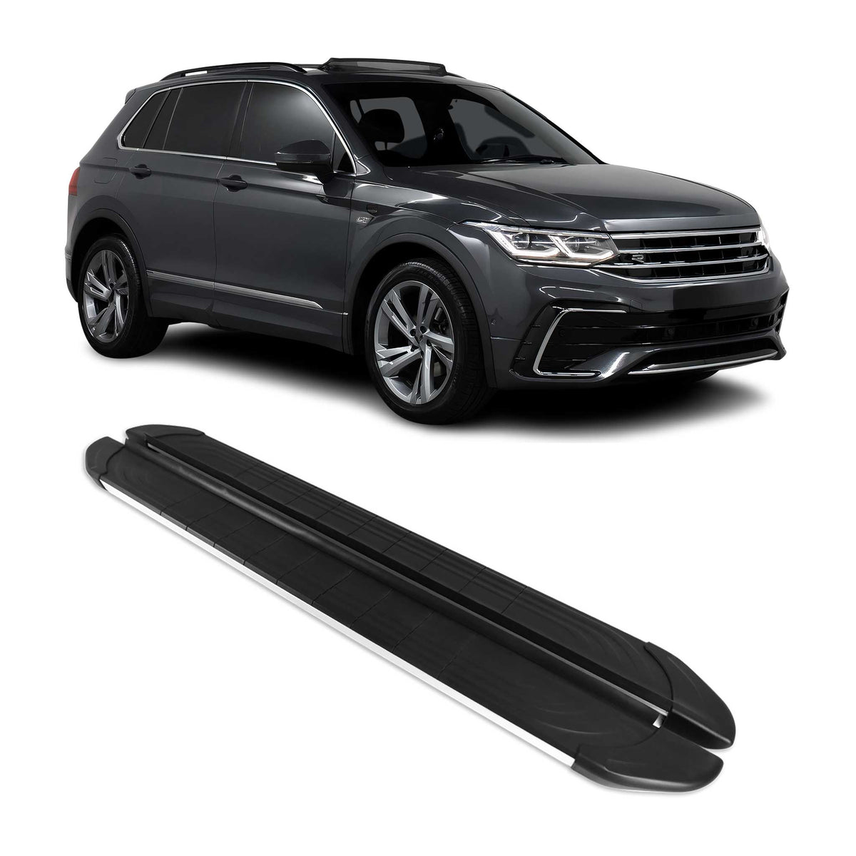 Trittbretter Seitenschweller für VW Tiguan mk2 2016-2024 Schwarz Silber
