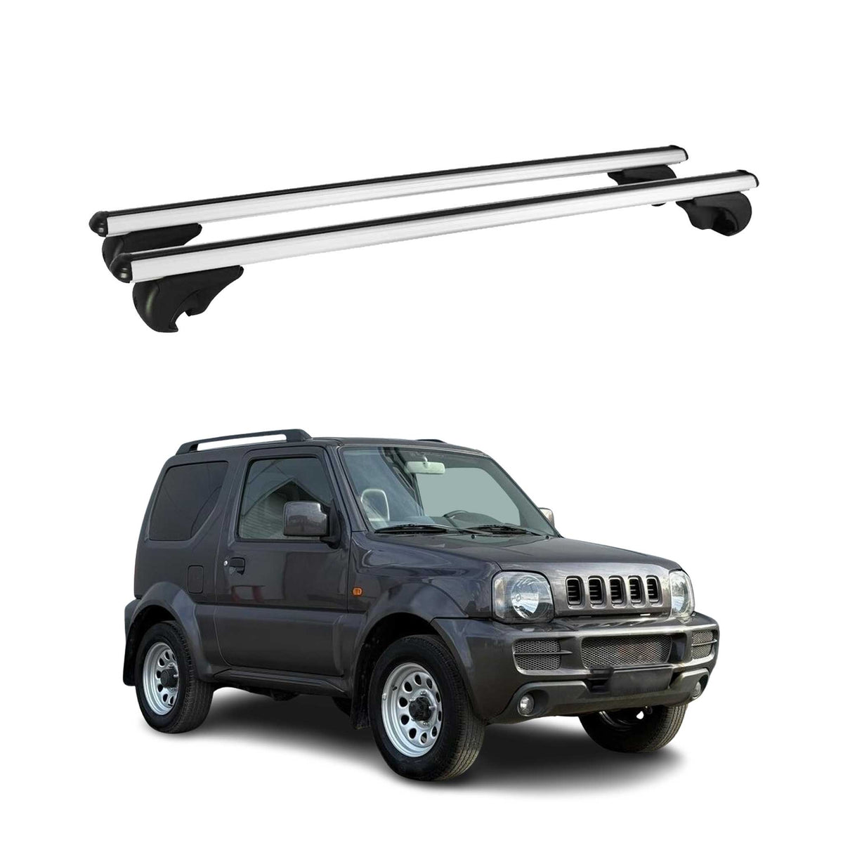Dachträger Grundtäger für Suzuki Jimny mk3 1998-2018 75kg Aluminium Silber 2 tlg