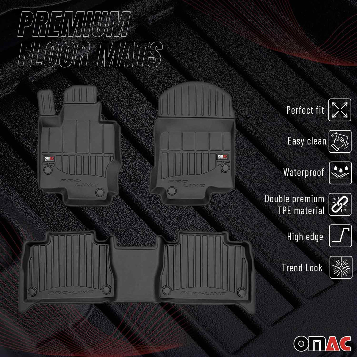 OMAC Gummi Fußmatten für Mercedes GLE Coupe C167 2020-2024 Premium TPE 3x