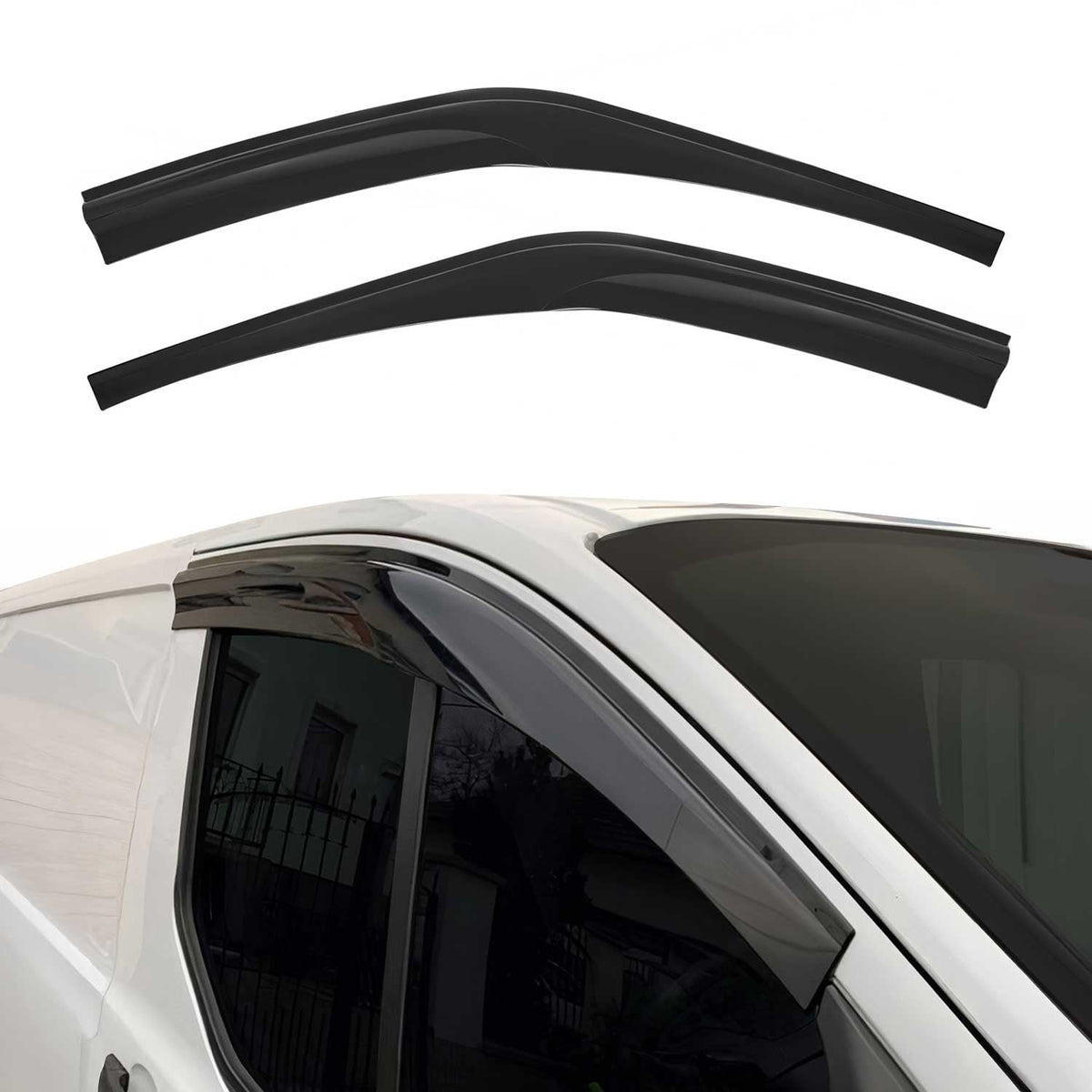2x Windabweiser Regenabweiser für Ford Transit 2014-2017 Acryl Dunkel