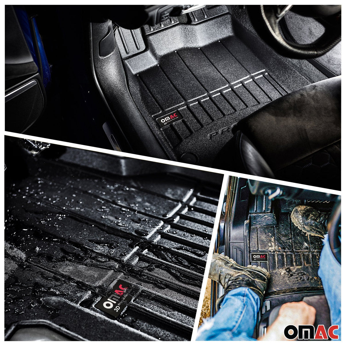 OMAC Fußmatten & Kofferraumwanne Set für VW Passat B8 2014-2019 Gummi Schwarz 5x
