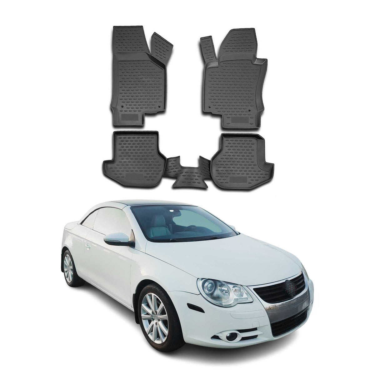 OMAC Gummimatten Fußmatten für VW Eos 2006-2015 TPE Automatten Schwarz 4x