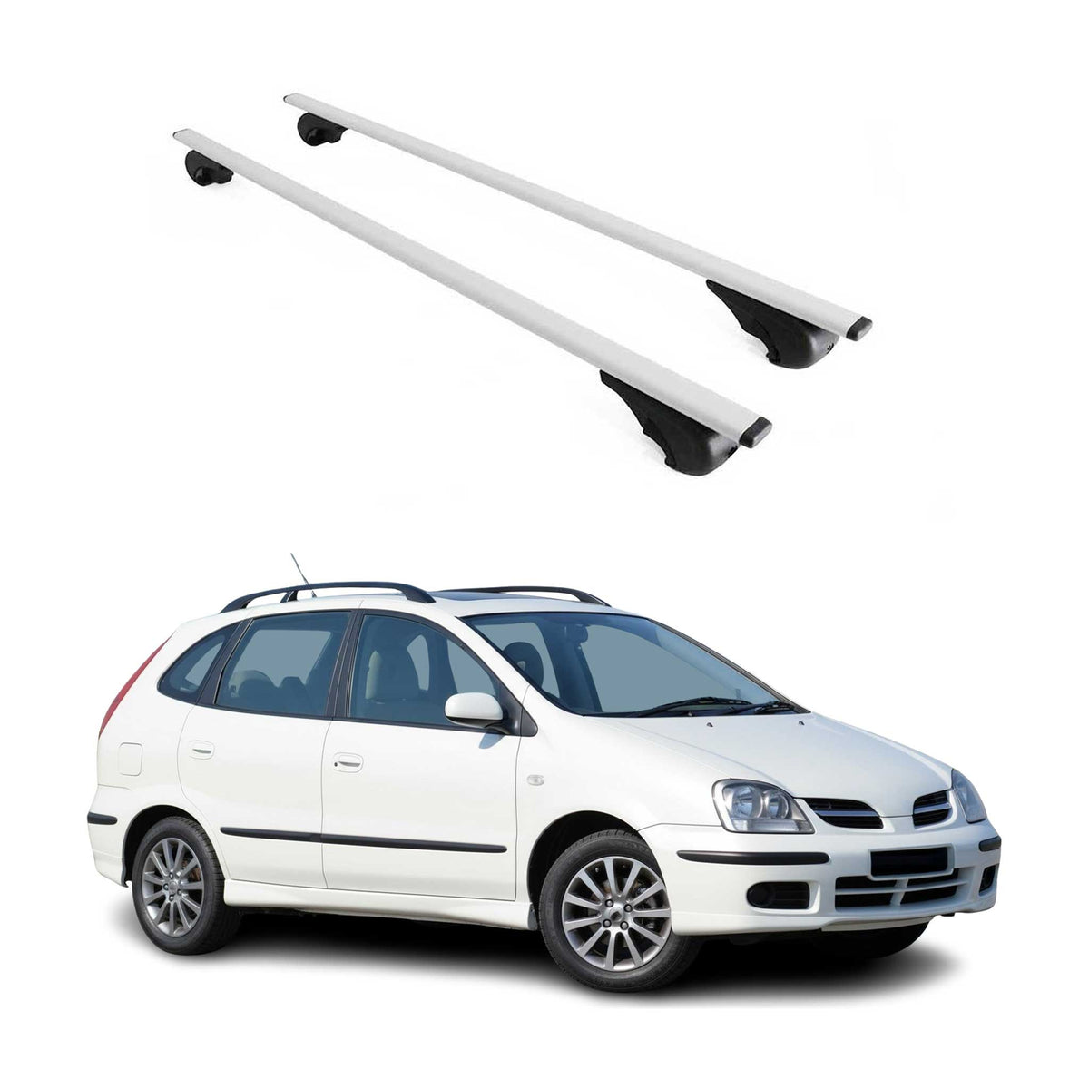 Dachträger Grundträger für Nissan Almera 2000-2006 75kg Stahl Silber 2 tlg