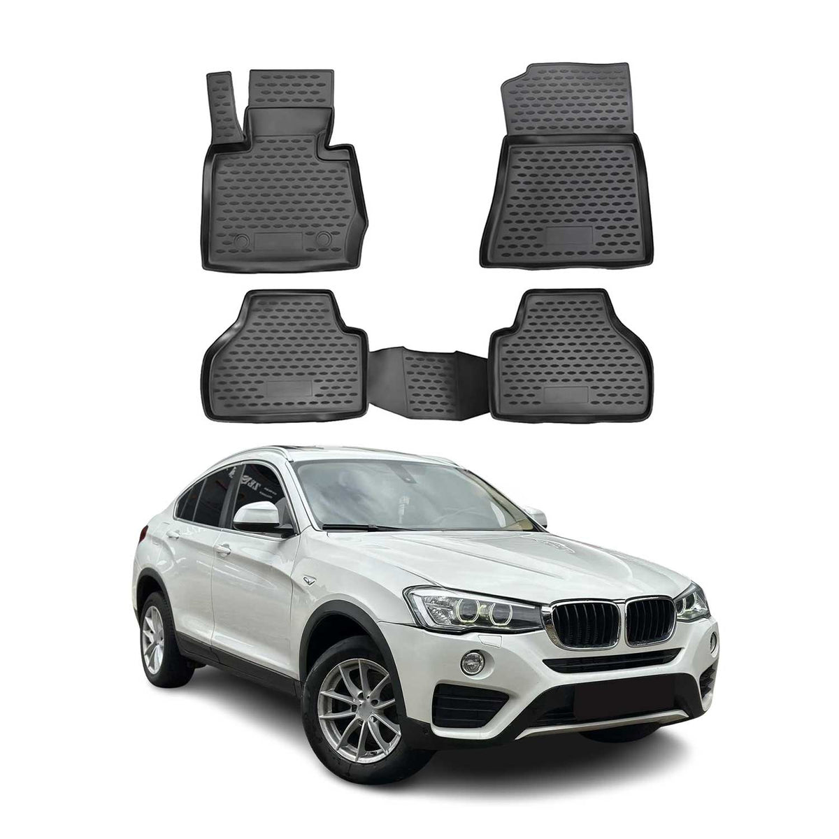 OMAC Gummimatten Fußmatten für BMW X4 F26 2014-2018 TPE Automatten Schwarz 4x