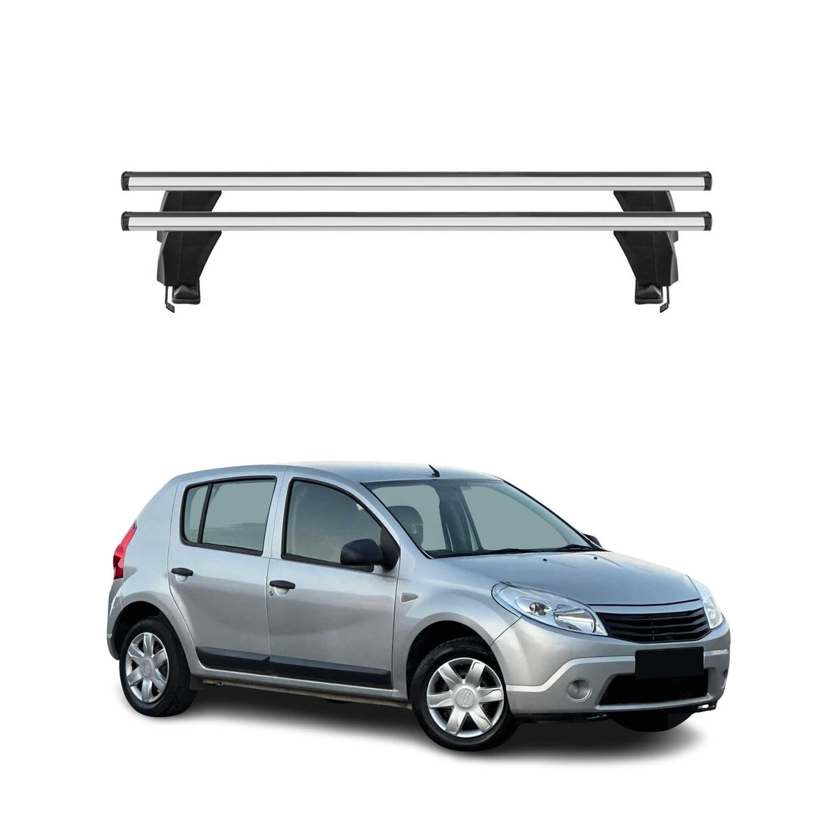 Menabo Dachträger Grundtäger für Dacia Sandero I 2008-2012 50kg Alu Silber 2 tlg