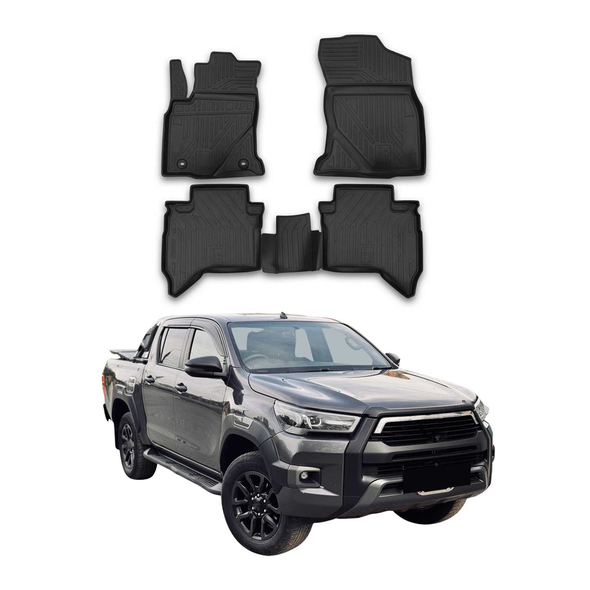 OMAC Gummimatten Fußmatten für Toyota Hilux 2015-2026 TPE Automatten Schwarz 4x