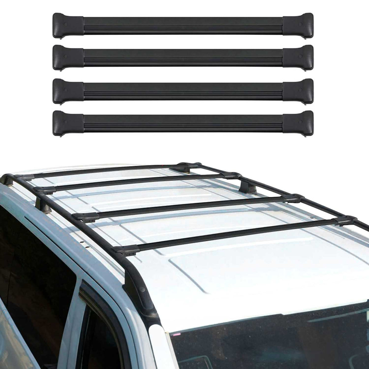 Dachträger Gepäckträger für Citroen Jumpy 2007-2016 Relingträger Alu Schwarz 4x