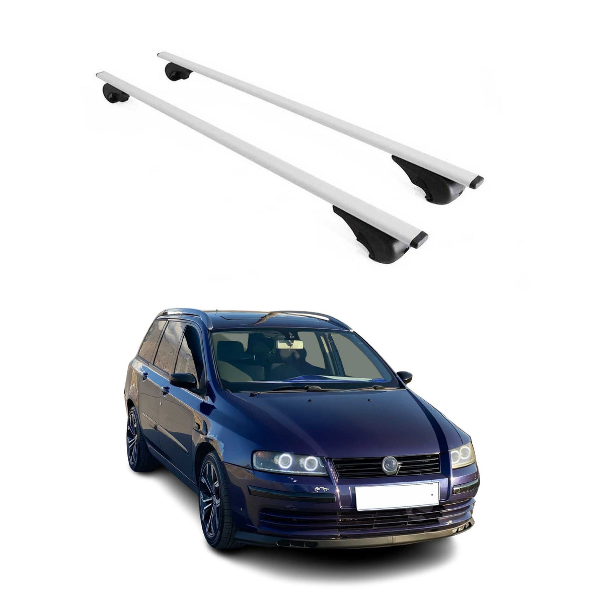 Dachträger Grundträger für Fiat Stilo Kombi 2002-2008 75kg Stahl Silber 2 tlg
