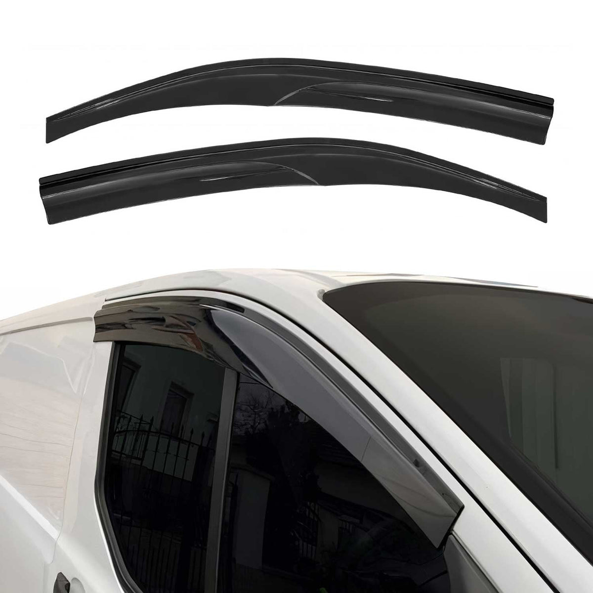 2x Windabweiser Regenabweiser für Ford Tourneo Custom 2012-2024 Acryl Dunkel