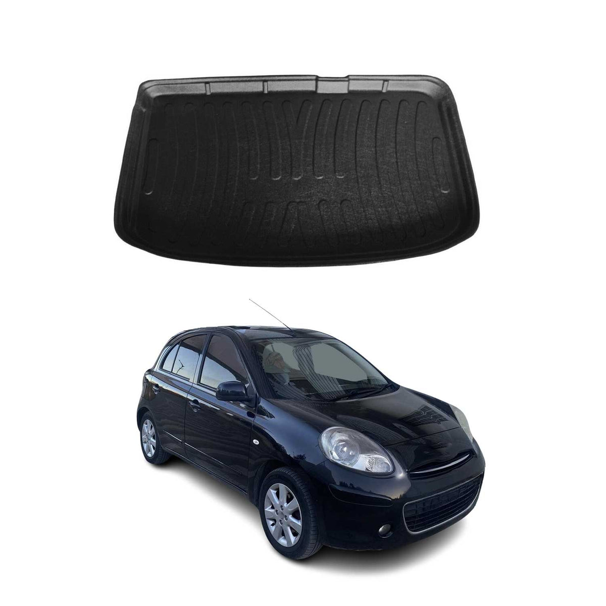 Kofferraumwanne Laderaumwanne für Nissan Micra 2010-2017 Gummi TPE Schwarz