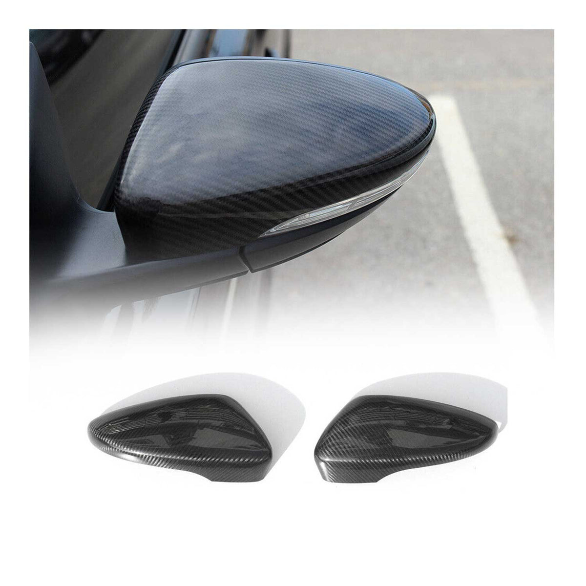 Spiegelkappen Spiegelabdeckung für VW Passat B7 2010-2015 Echt Carbon Schwarz