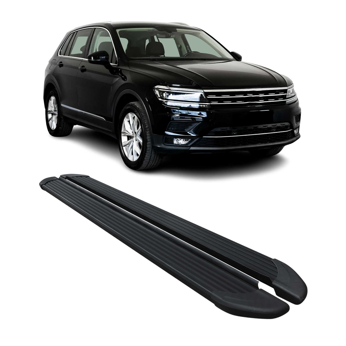 Schweller Trittbretter Schweller für VW Tiguan Allspace 2016-2023 Alu Schwarz