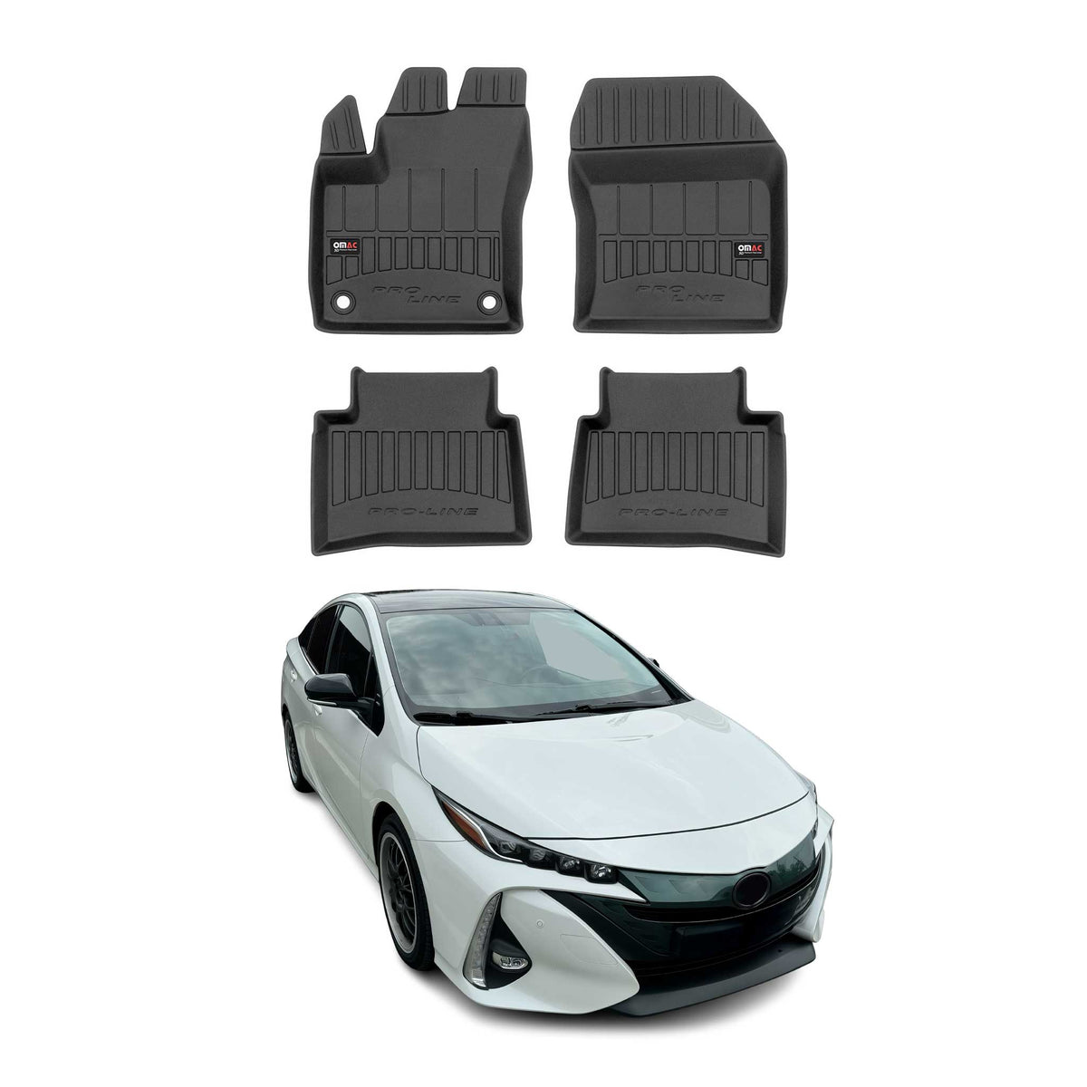 OMAC Gummi Fußmatten für Toyota Prius PHV Prime 2015-2024 Premium TPE Schwarz 4x