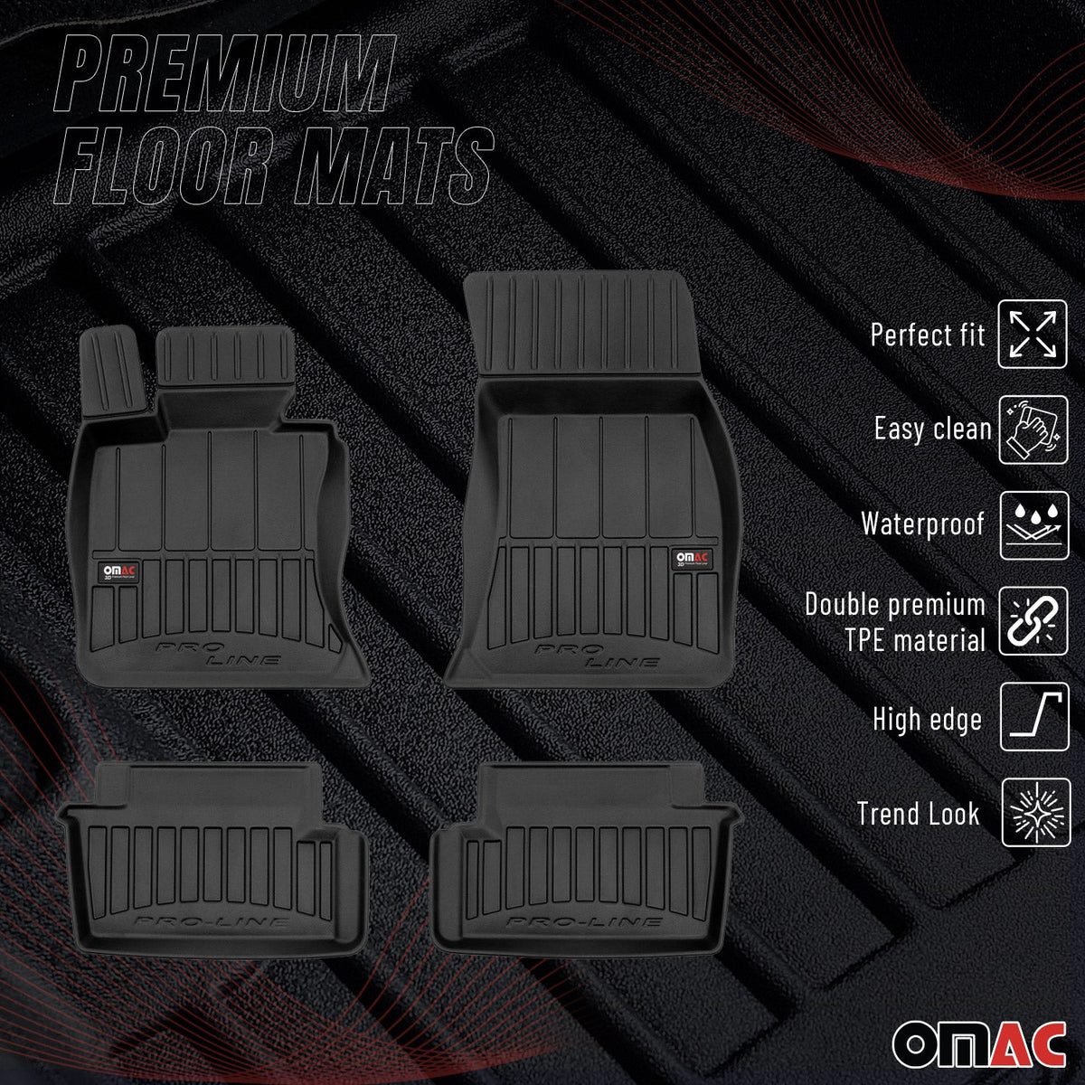 OMAC Gummi Fußmatten für BMW 4er F33 Cabrio 2013-2020 Premium TPE Automatten 4x
