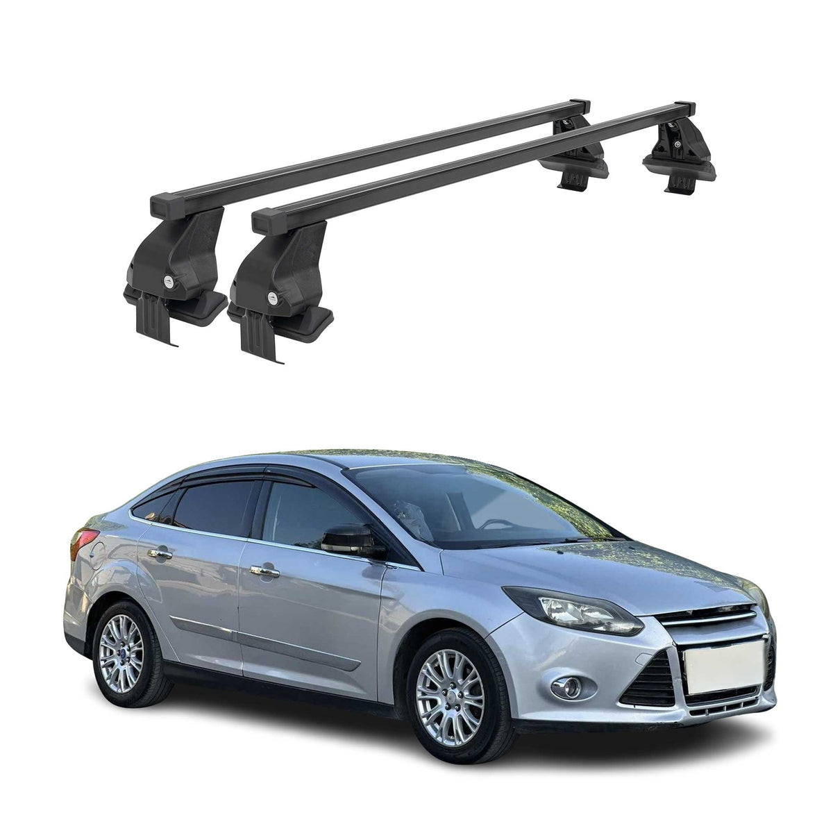Menabo Dachträger Grundtäger für Ford Focus 2011-2018 50kg Stahl Schwarz 2 tlg
