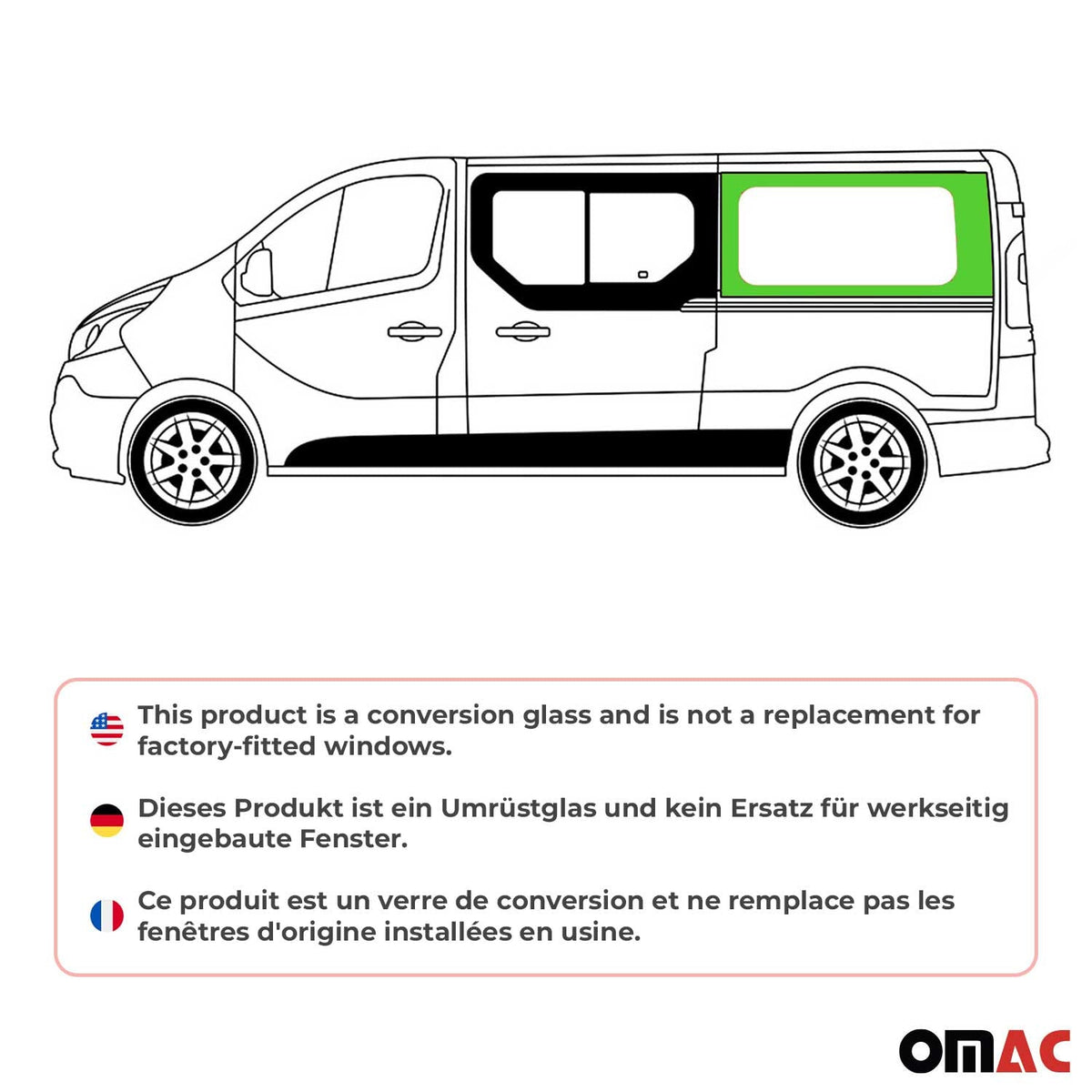 Seitenfenster Auto Fenster für Renault Trafic 2001-2014 Schwarz Rechts L2