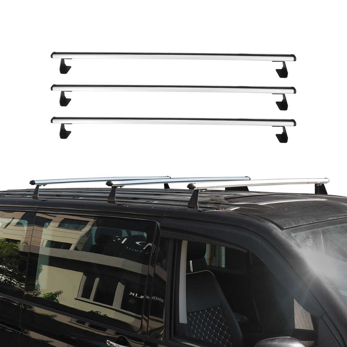 Dachträger Grundtäger für VW Transporter T7 2023-2026 75kg Alu Silber 3 tlg