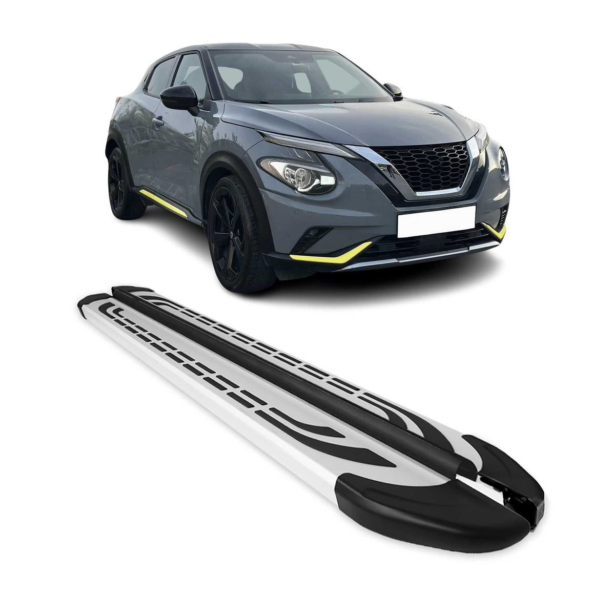 Trittbretter Seitenschweller Seitenbretter für Nissan Juke II 2019-2026 Alu Grau