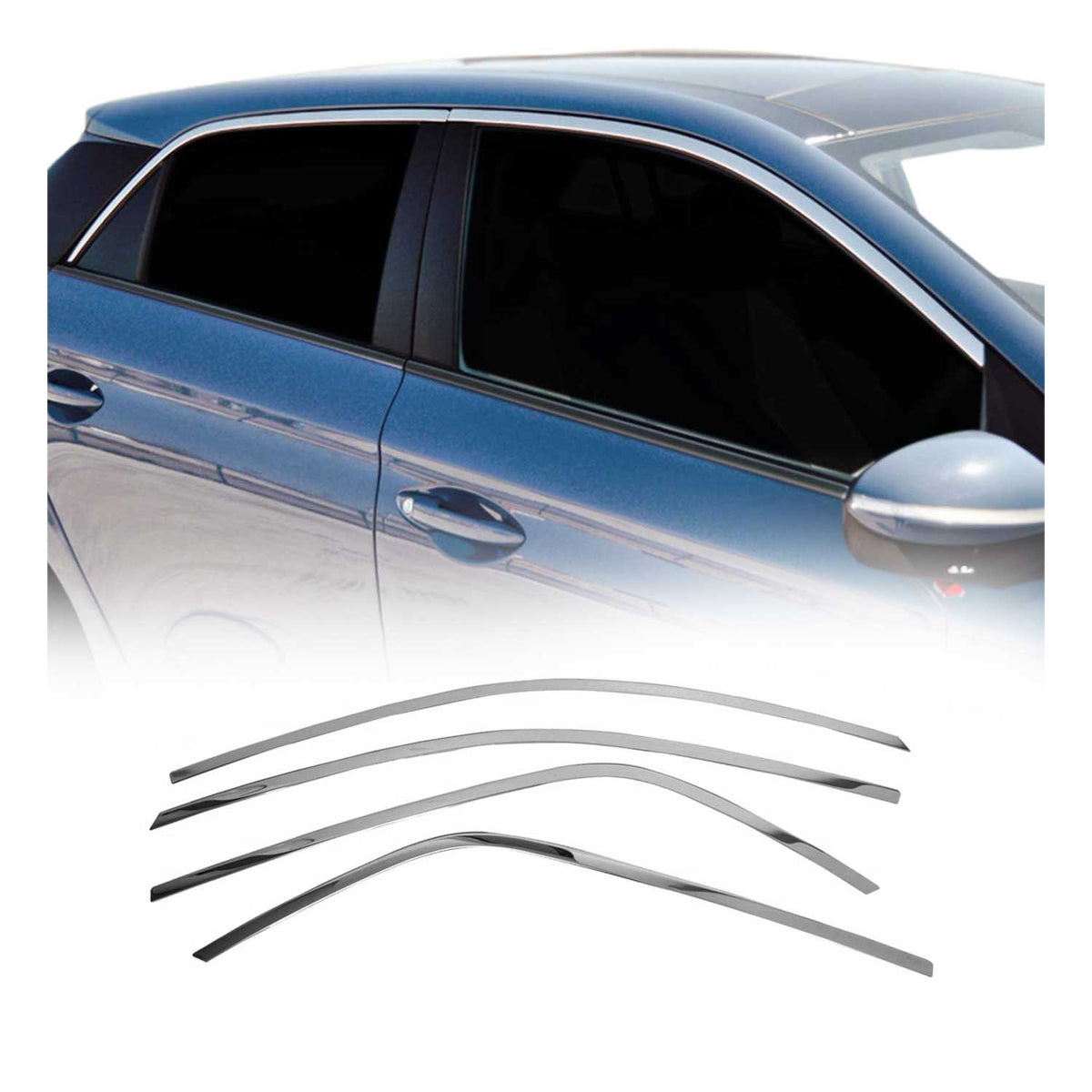 Fensterleisten Zierleisten für Hyundai i20 2014-2020 Oben Schrägheck Chrom 4tlg