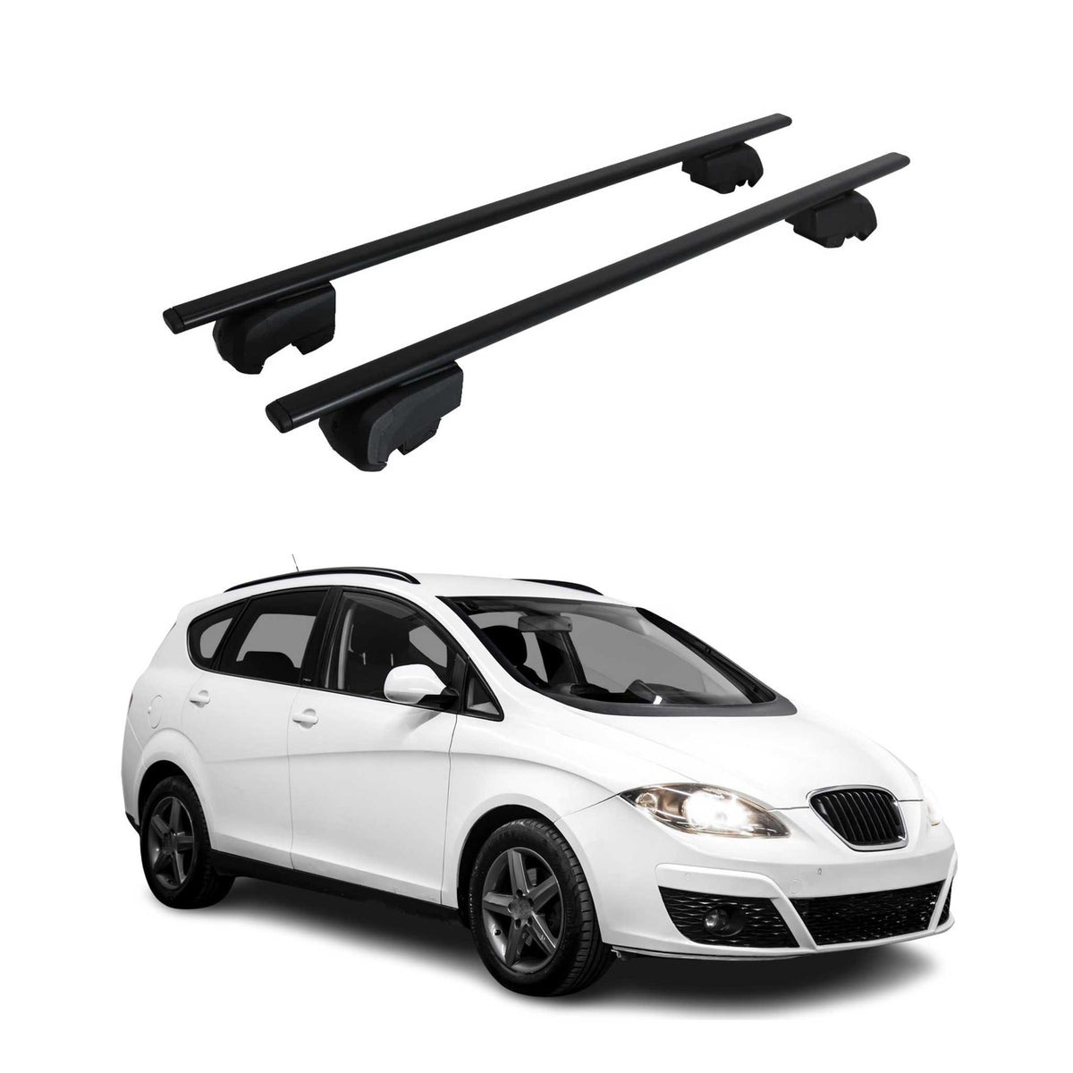 Dachträger Grundträger für Seat Altea XL 2007-2015 75kg Stahl Schwarz 2 tlg