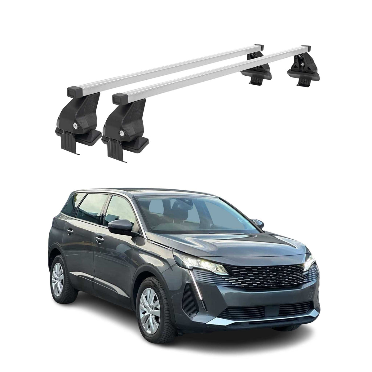Menabo Dachträger Grundträger für Peugeot 5008 II Facelift 2020-24 Stahl Grau 2x