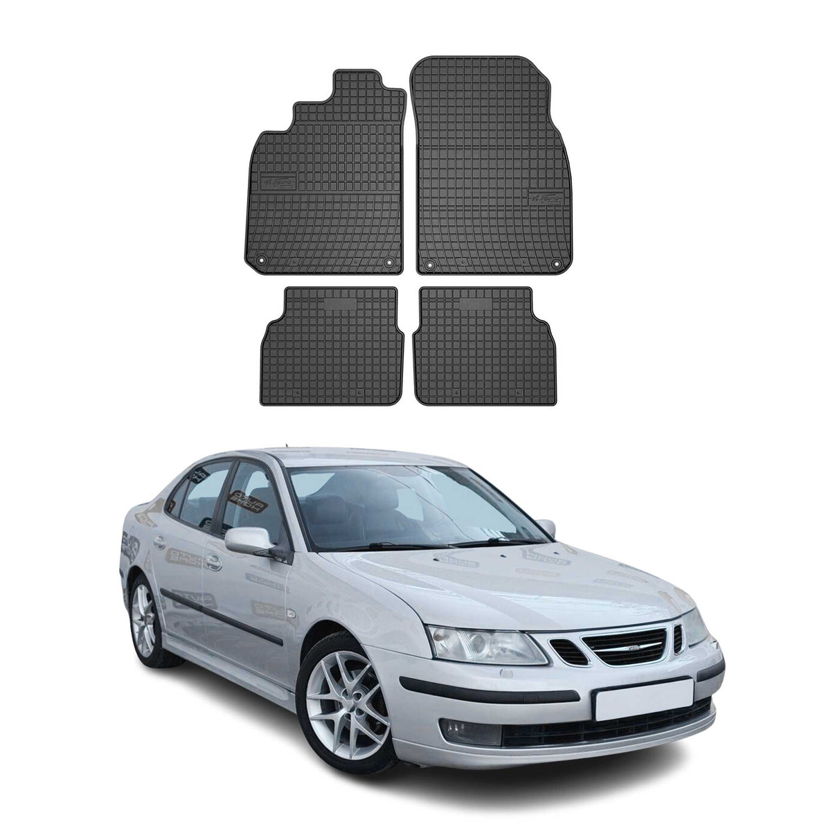 OMAC Gummi Fußmatten für Saab 9-3 2002-2011 Automatten Gummi Schwarz 4tlg