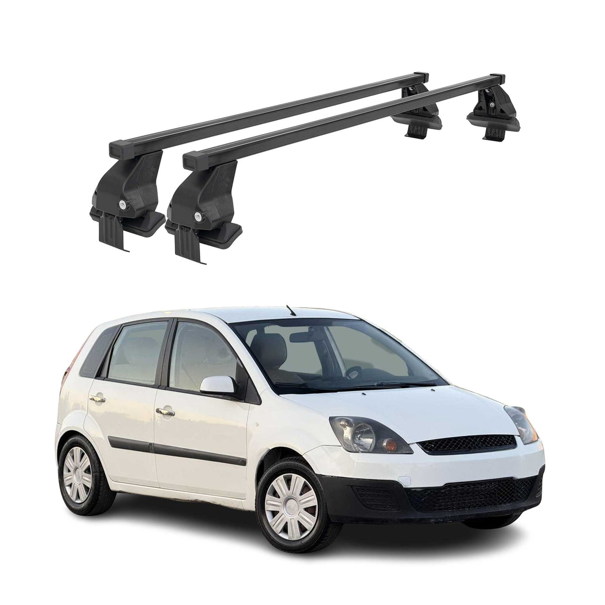 Menabo Dachträger Grundtäger für Ford Fiesta 2002-2008 5tür 50kg Stahl Schwarz