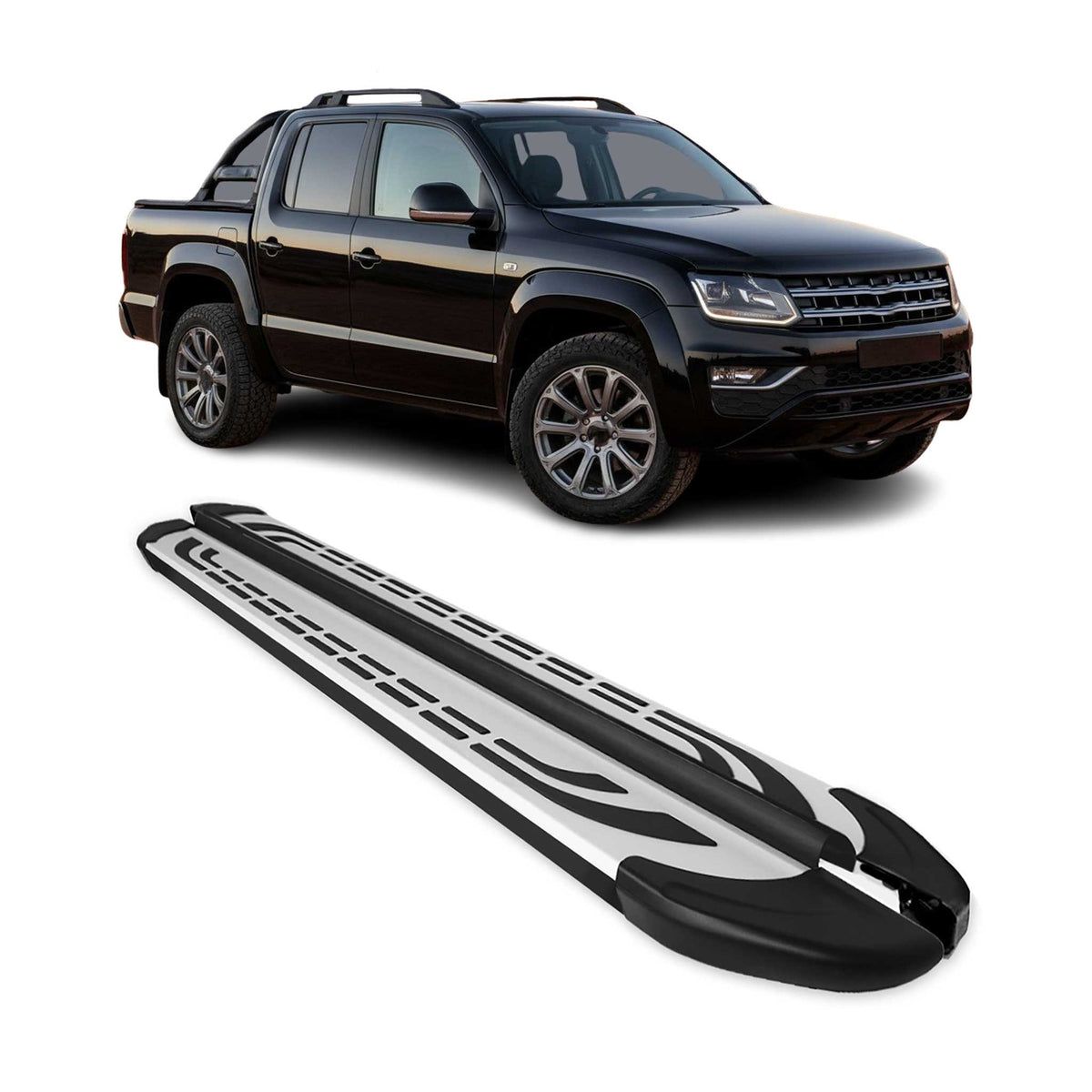 Trittbretter Seitenschweller für VW Amarok DoubleCab 2022-2024 Silber Schwarz 2x