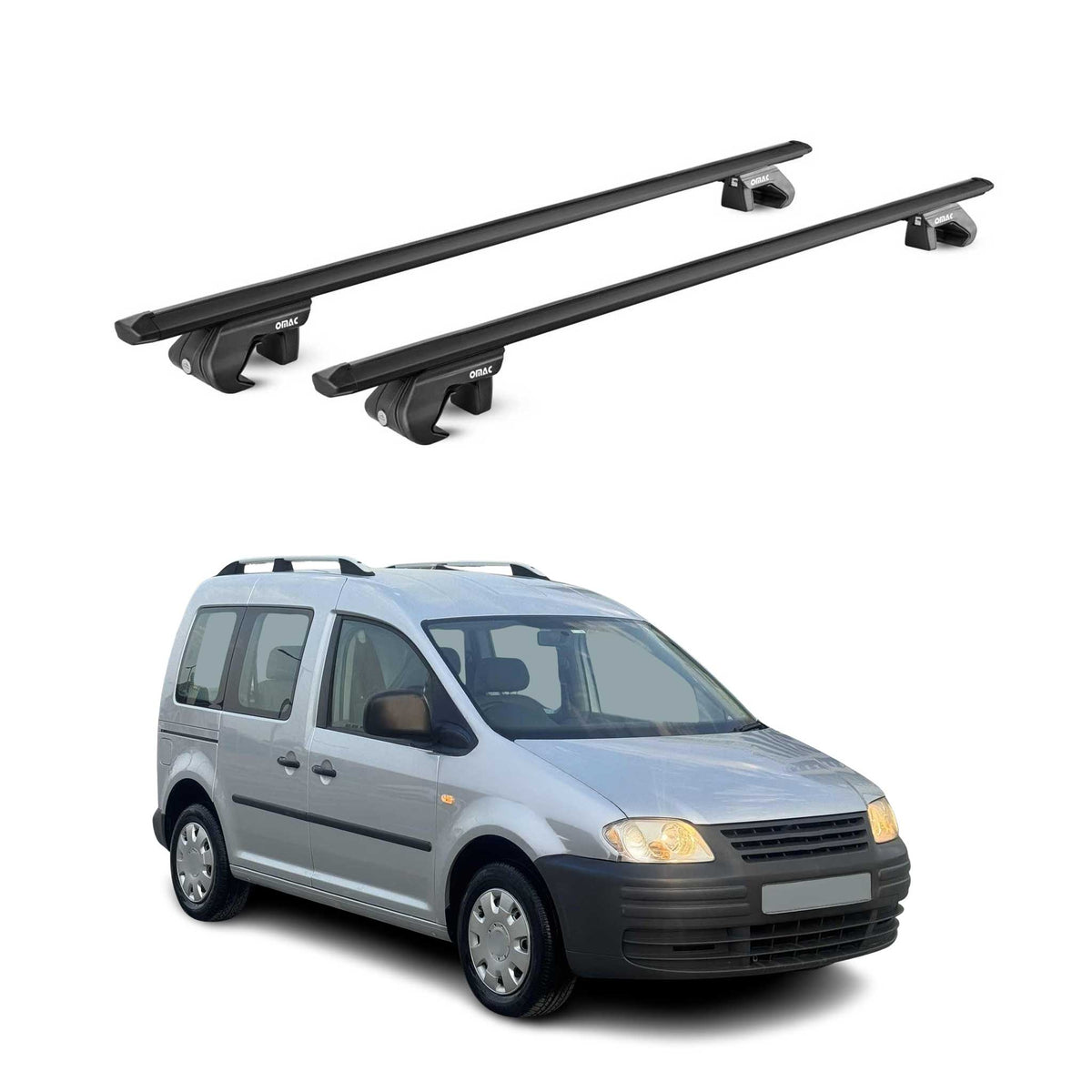 Dachträger Grundtäger für VW Caddy 2004-2020 3-5 tür 90kg Alu Schwarz 2 tlg ABE