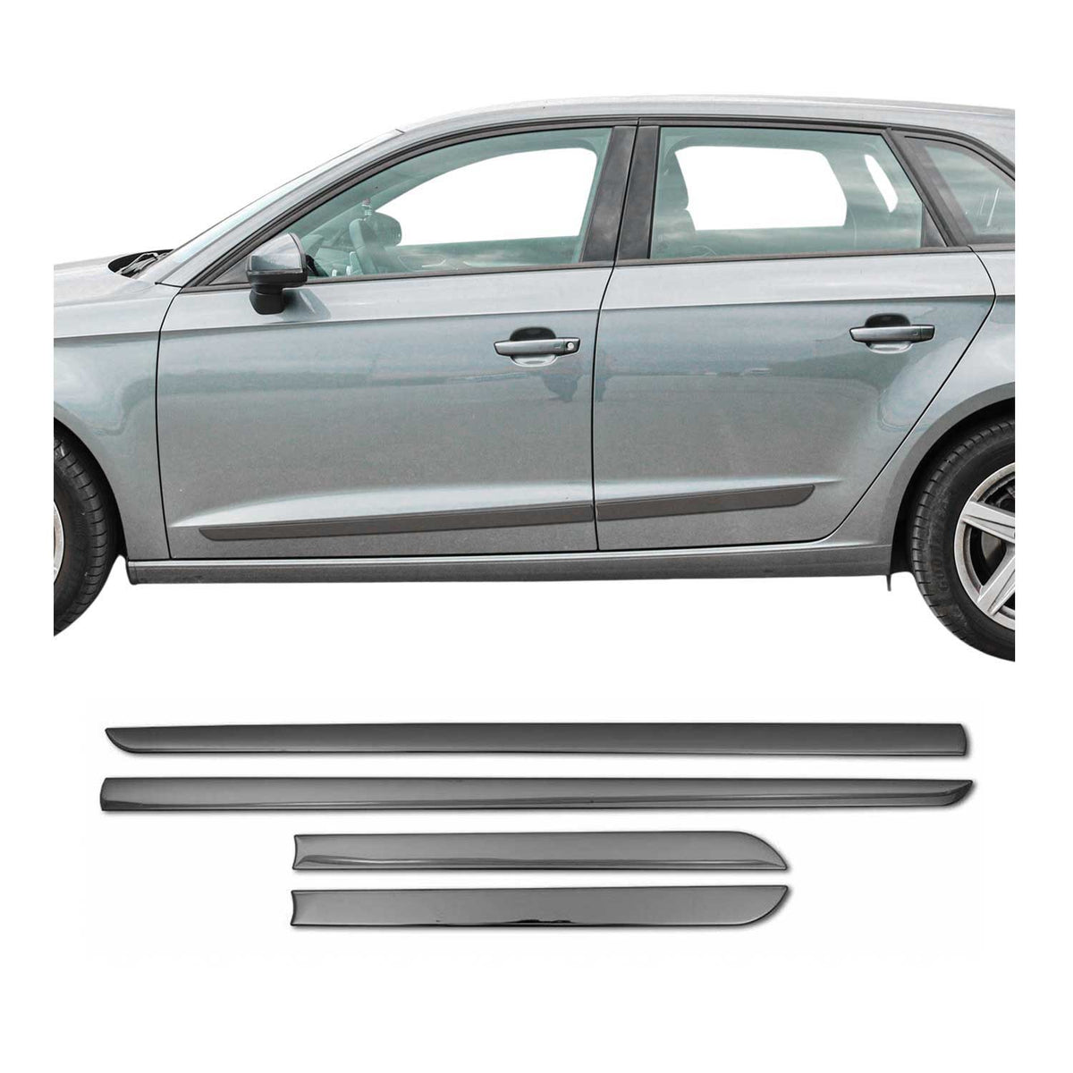 Türschutzleiste Seitentürleiste für VW Sharan 2010-2023 Chrom Stahl Dunkel 4x