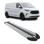 Trittbretter Seitenschweller für Ford Transit Custom 2023-2026 L2 Alu Silber 2x