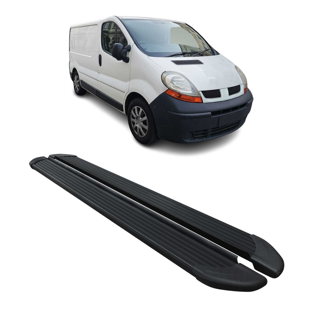 Seitenschweller Trittbretter für Renault Trafic 2001-2014 Kurzer Alu Schwarz