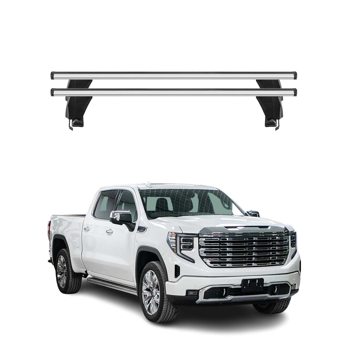 Menabo Dachträger Grundtäger für GMC Sierra 2019-2024 ABE Aluminium Silber 2tlg