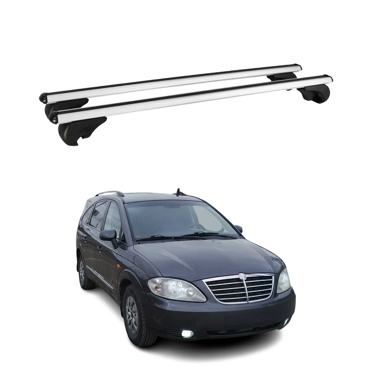 Dachträger Grundtäger für SsangYong Rodius 2004-2013 75kg Aluminium Silber 2 tlg Namma Markt