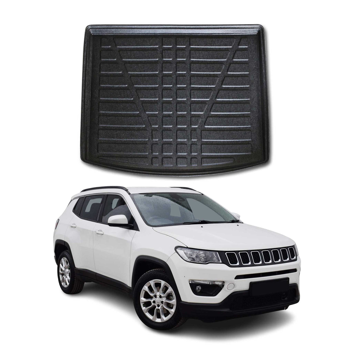 Kofferraumwanne Laderaumwanne für Jeep Compass 2017-2025 Gummi TPE Schwarz