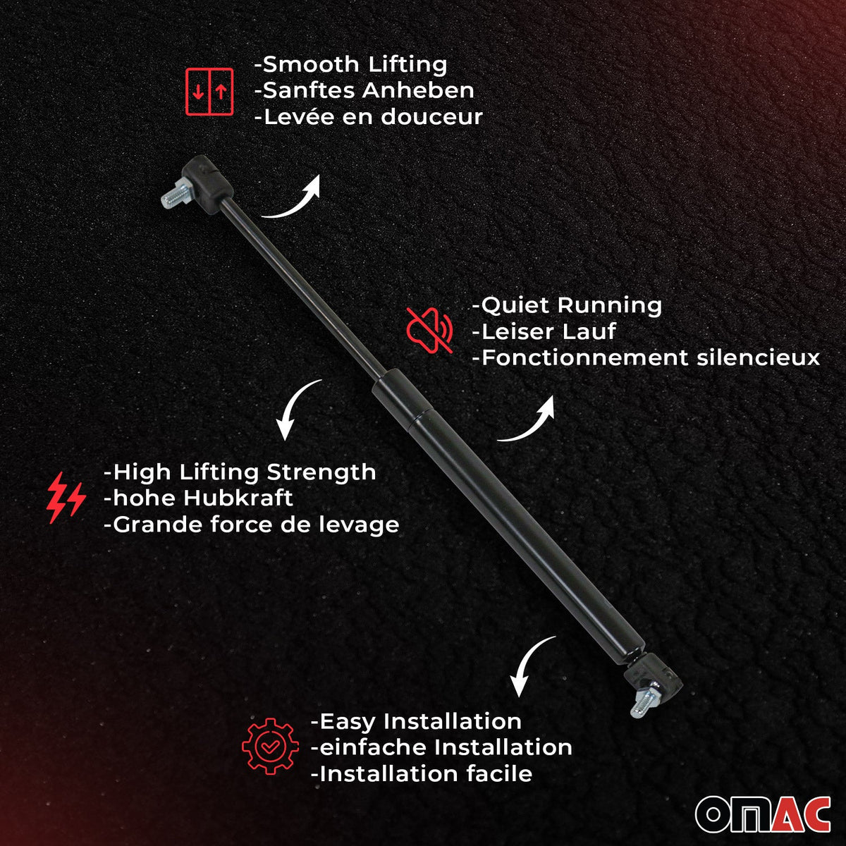 2x Motorhaubendämpfer Gasfeder Dämpfer für Ssangyong Kyron 2005-2014 Stahl