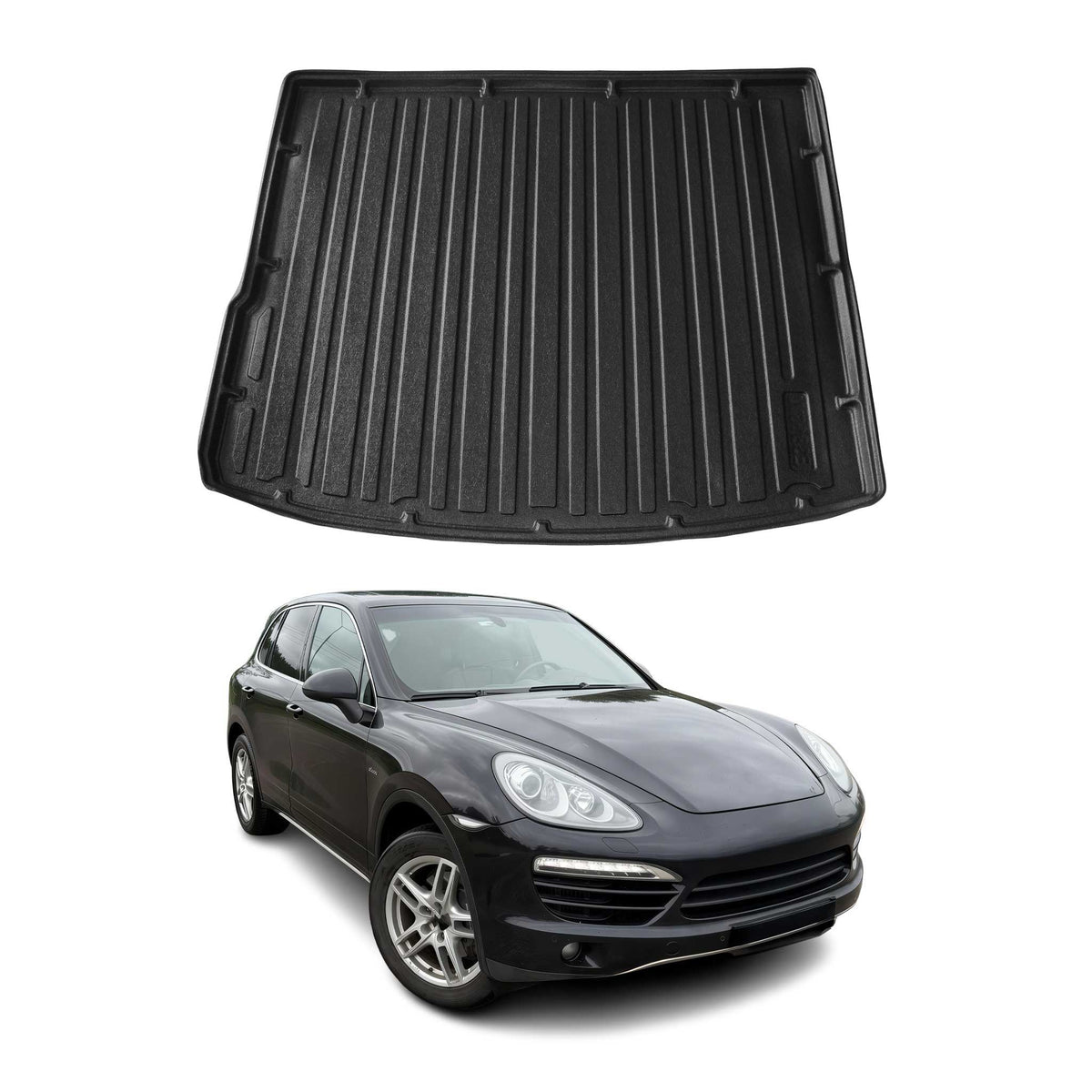 Kofferraumwanne Laderaumwanne für Porsche Cayenne II 2011-2018 Gummi TPE Schwarz
