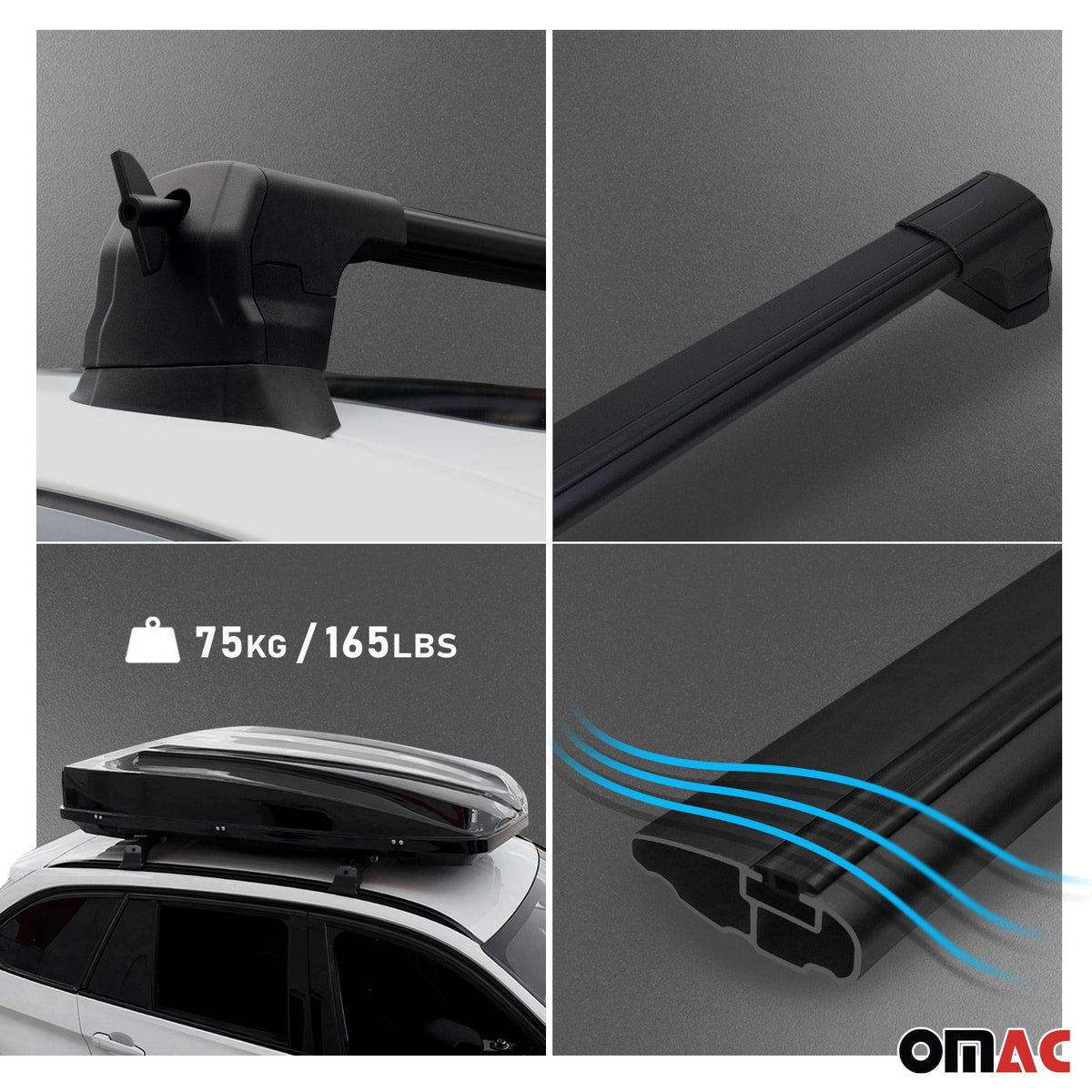 Dachträger Gepäckträger für Ford Focus C-Max 2003-2010 Grundträger Alu Schwarz
