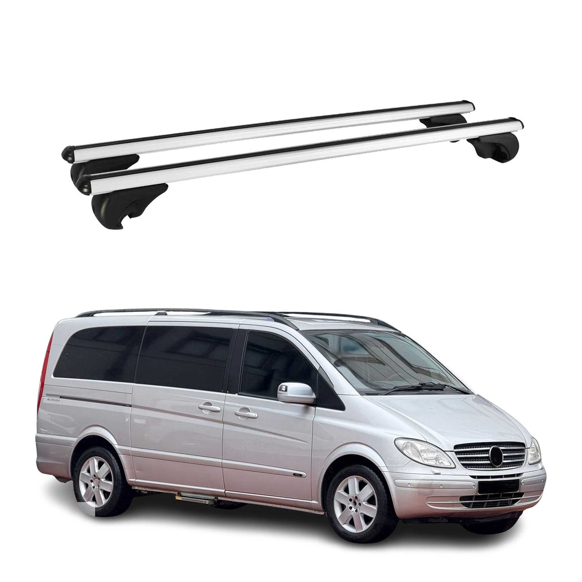 Dachträger Grundtäger für Mercedes Viano Vito W639 2003-2014 75kg Alu Silber 2x