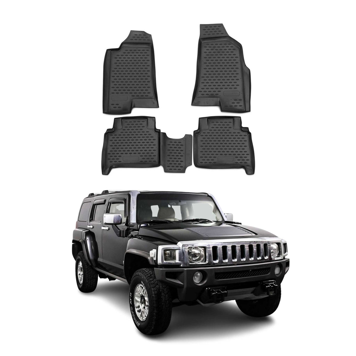 OMAC Gummimatten Fußmatten für Hummer H3 2005-2010 TPE Automatten Schwarz 4x