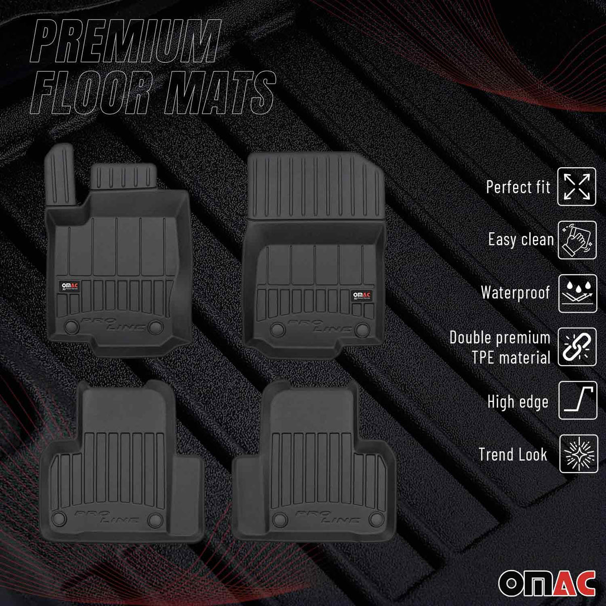 OMAC Gummi Fußmatten für Mercedes M Klasse W166 GLE C292 2011-2019 Premium 4x