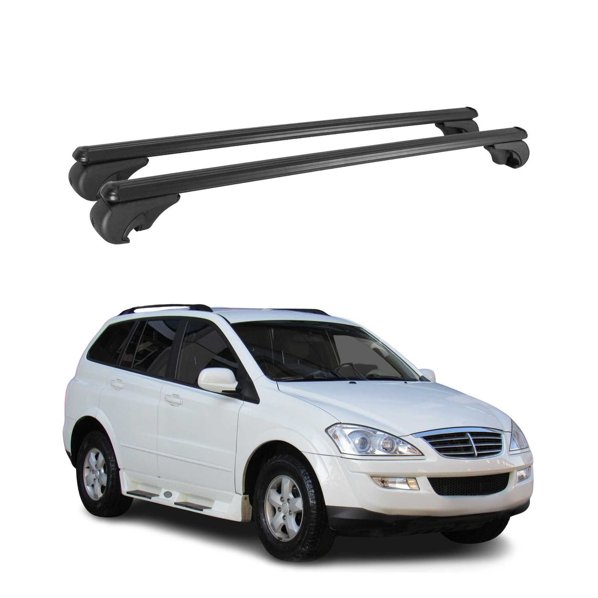 Dachträger für Ssangyong Kyron 2006-2011 Gepäckträger Grundträger Alu Schwarz 2x