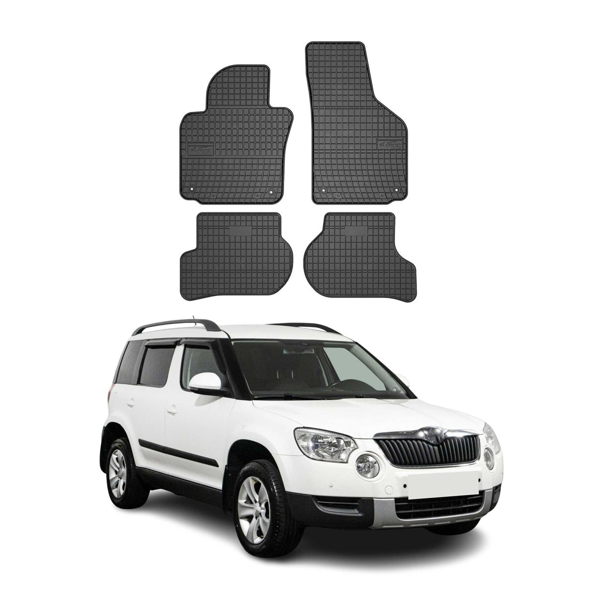 OMAC Gummi Fußmatten für Skoda Yeti 2009-2017 Automatten Gummi TPE Schwarz 4tlg