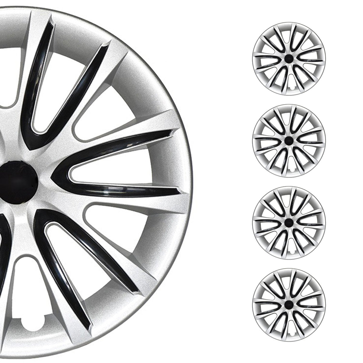 4x Radzierblenden Radblenden Radkappen für 15" Zoll Stahlfelgen Schwarz Grau